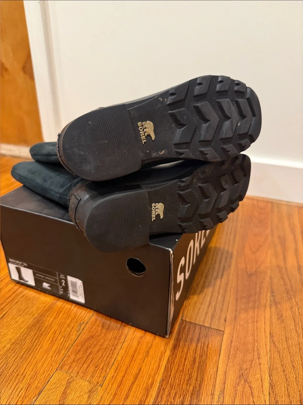 Sorel Emelie Tall Black Leather & Suede Mid-Calf Zip Boots